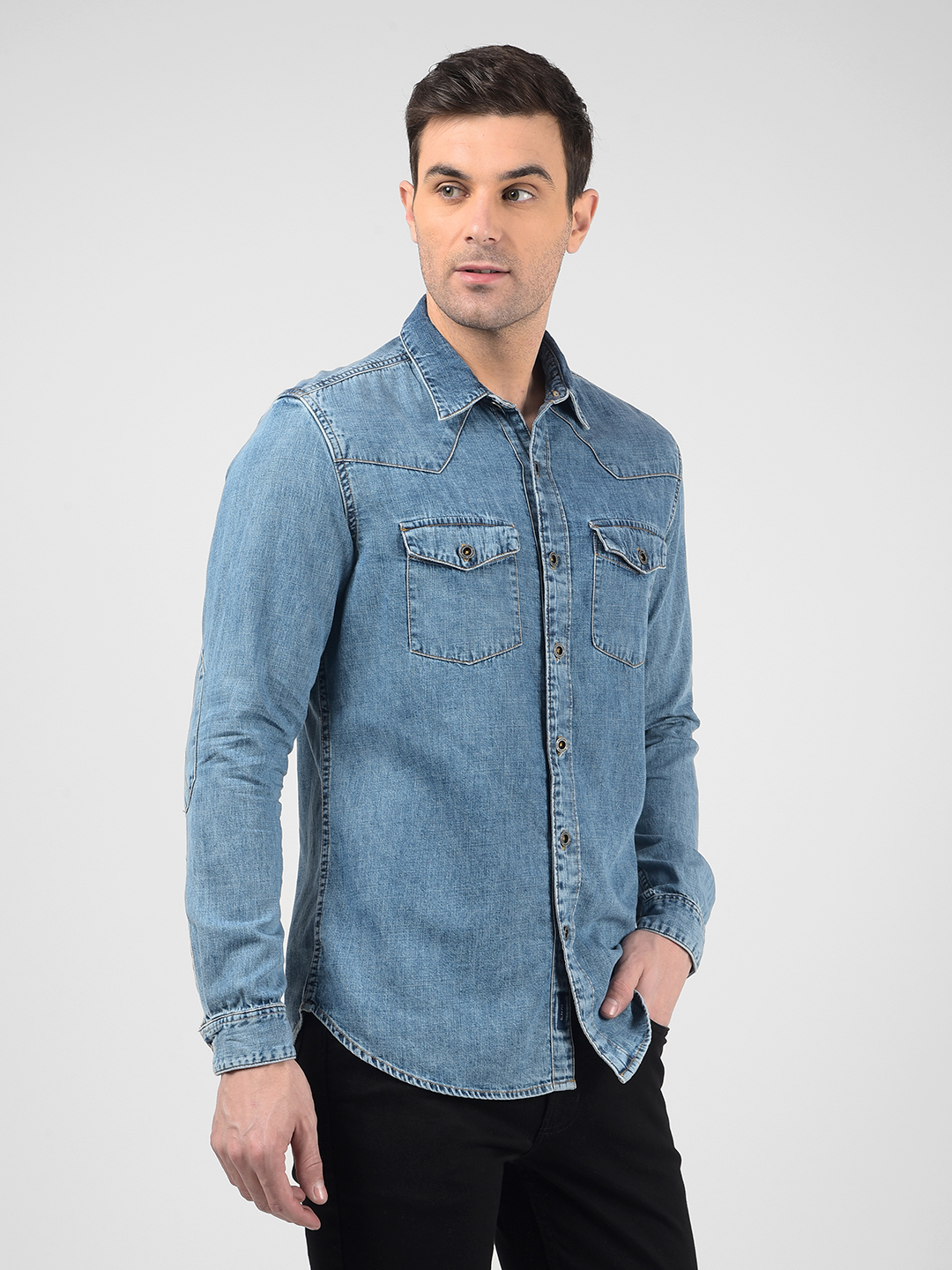 Numero Uno Men Solid Blue Shirt
